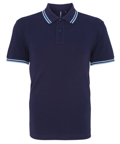 Mens classic fit tipped polo | navy/cornflower