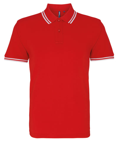 Mens classic fit tipped polo | red/white