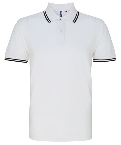 Mens classic fit tipped polo | white/black