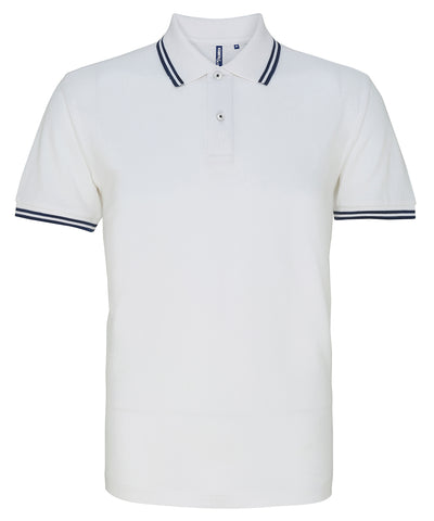 Mens classic fit tipped polo | white/navy