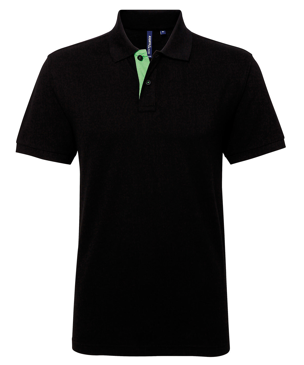 Mens classic fit contrast polo | black/lime