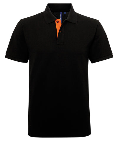 Mens classic fit contrast polo | black/orange