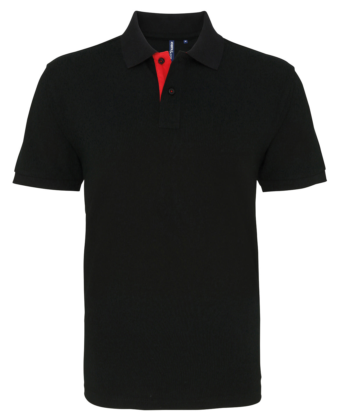 Mens classic fit contrast polo | black/red