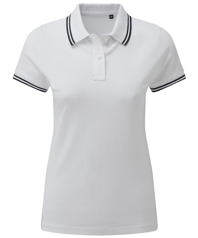 Womens classic fit tipped polo | white/navy