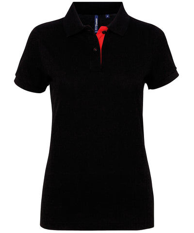 Womens contrast polo | black/red