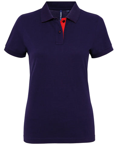 Womens contrast polo | navy/red