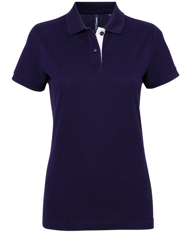 Womens contrast polo | navy/white