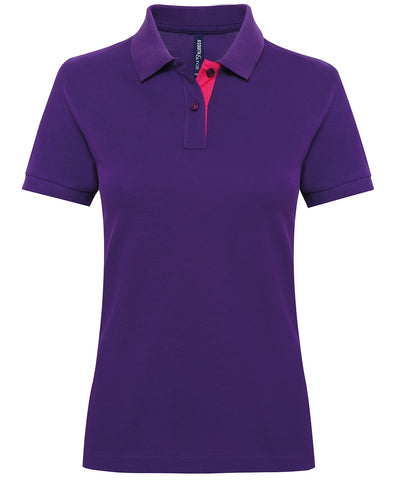 Womens contrast polo | purple/pink