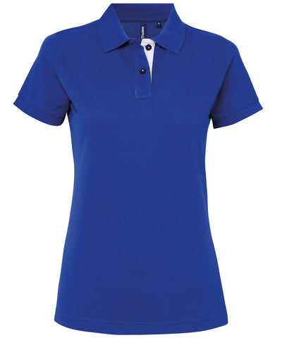 Womens contrast polo | royal/white