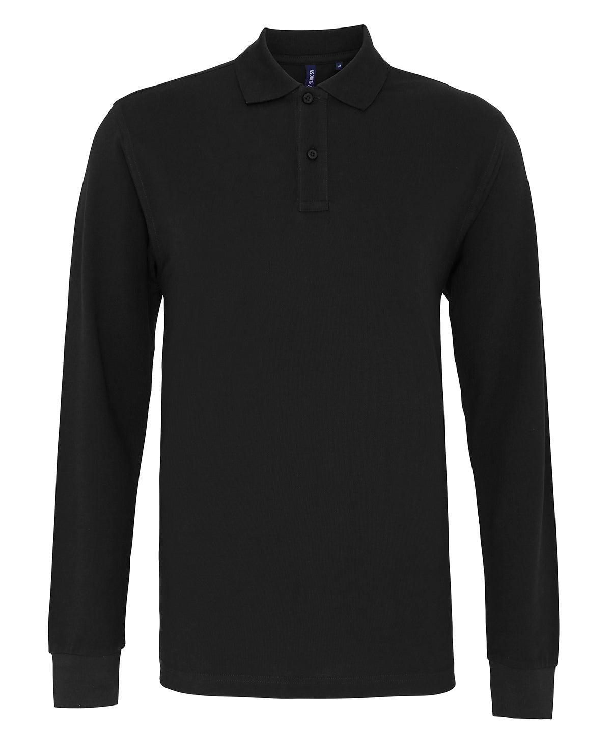 Mens classic fit long sleeved polo | black
