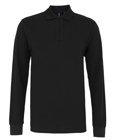 Mens classic fit long sleeved polo | black
