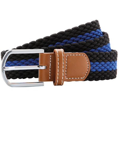 Two-colour stripe braid stretch belt | black/royal