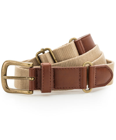 Faux leather and canvas belt | khaki