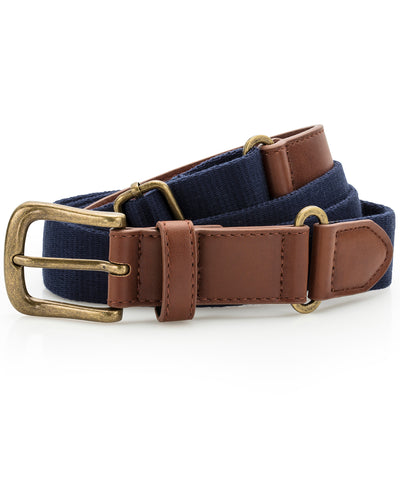 Faux leather and canvas belt | navy