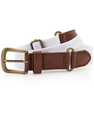 Faux leather and canvas belt | white