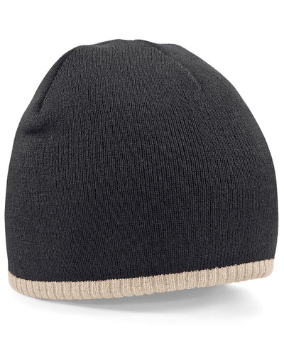 Two-tone pull-on beanie | black/stone