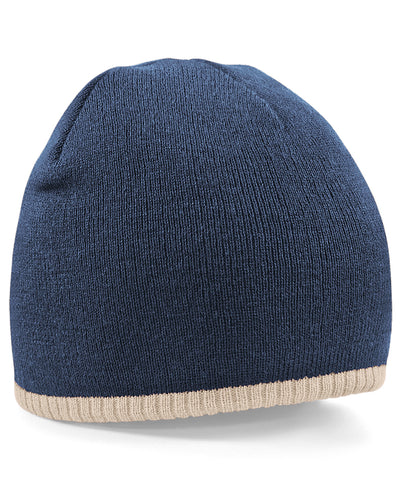 Two-tone pull-on beanie | french navy/stone