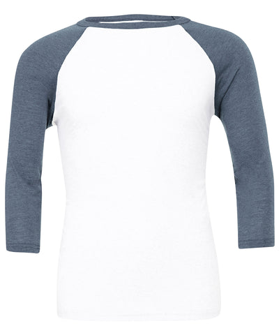 Unisex triblend  sleeve baseball t-shirt | white/denim