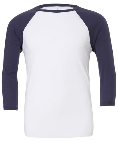 Unisex triblend  sleeve baseball t-shirt | white/navy