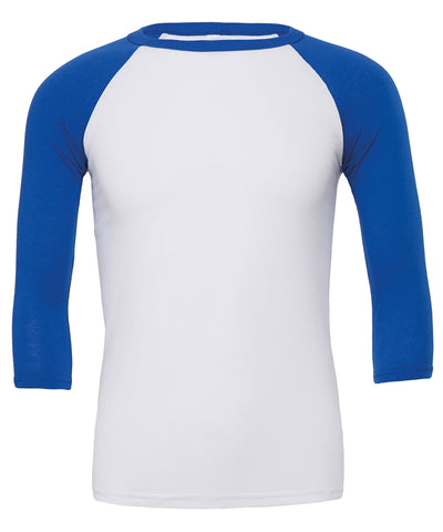 Unisex triblend  sleeve baseball t-shirt | white/true royal