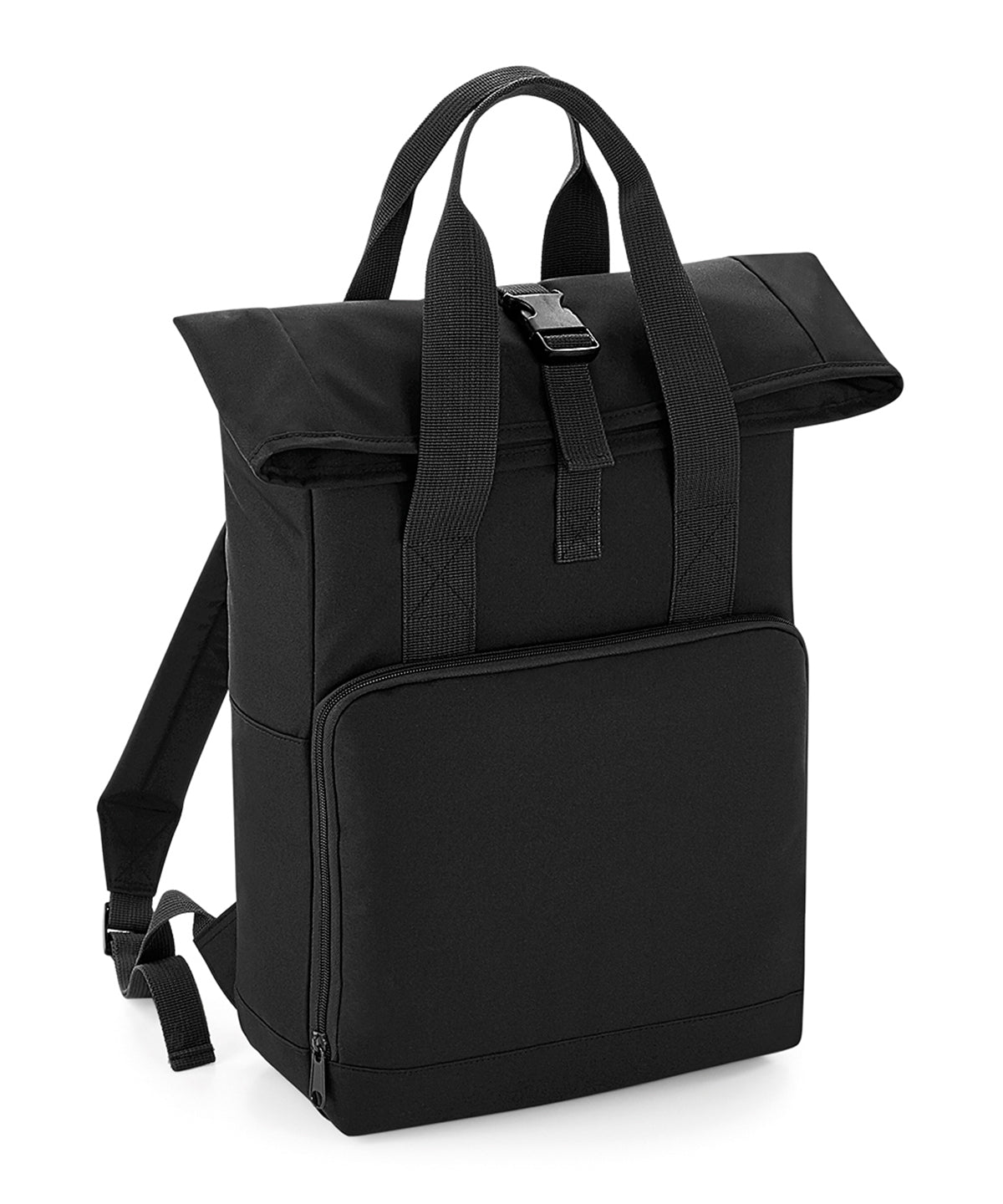 Twin handle roll-top backpack | black