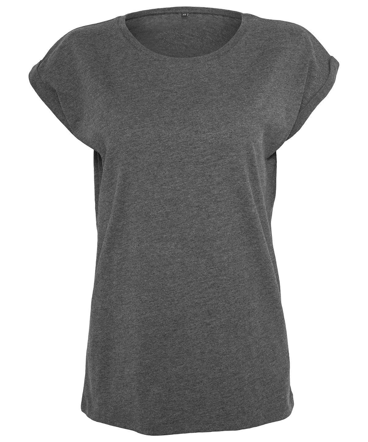 Womens extended shoulder tee | charcoal