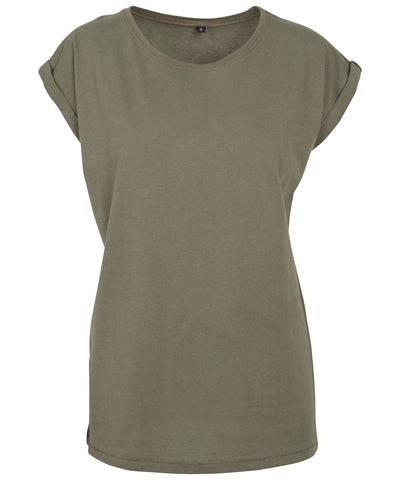 Womens extended shoulder tee | olive