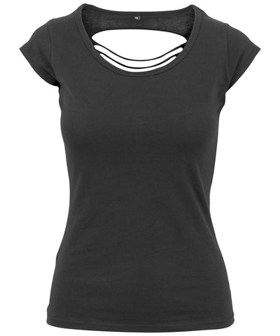 Womens back cut tee | black