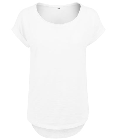Womens long slub tee | white