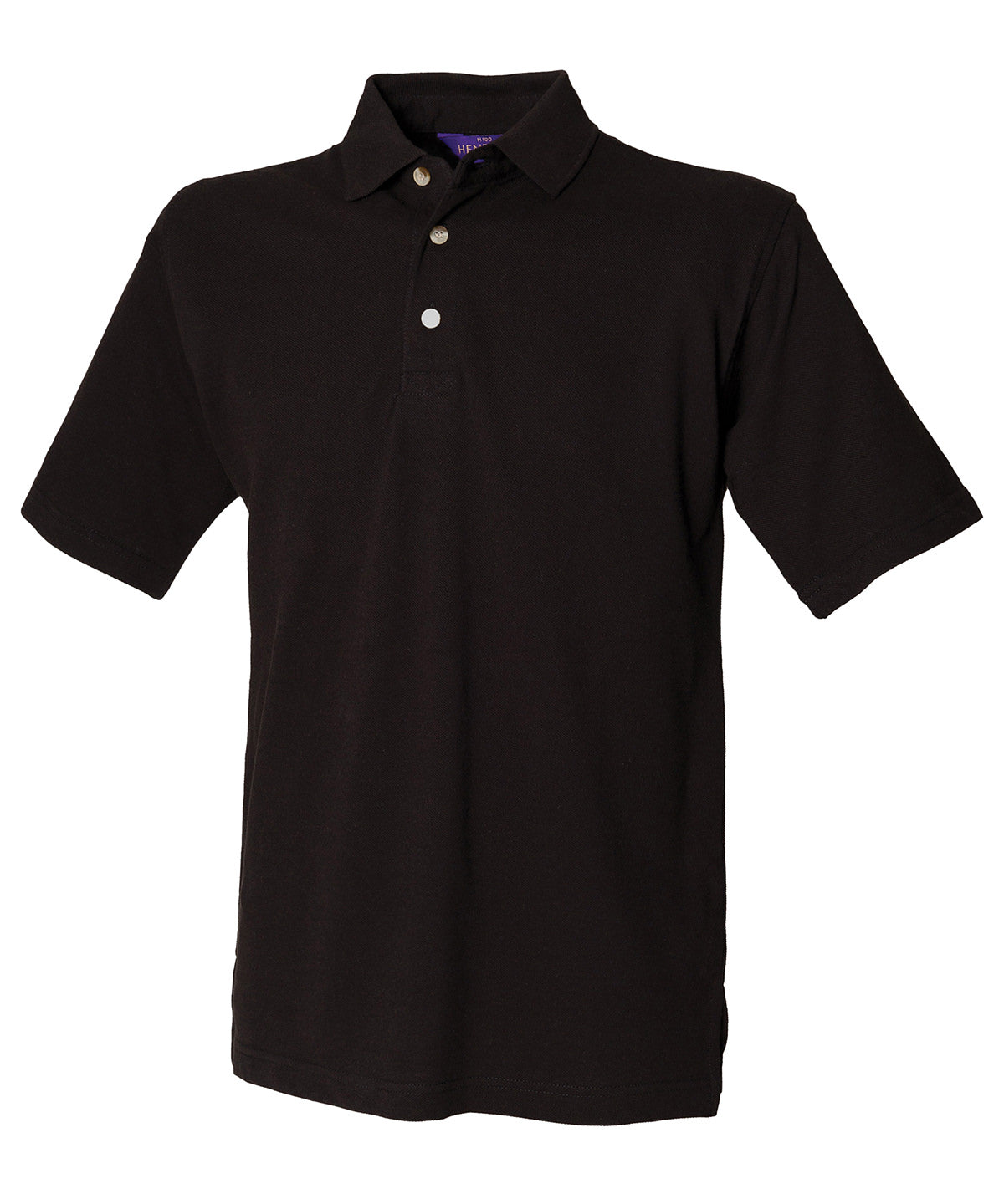 Classic cotton piqu polo with stand-up collar | black