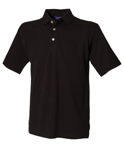 Classic cotton piqu polo with stand-up collar | black
