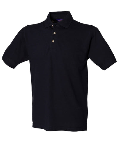 Classic cotton piqu polo with stand-up collar | navy