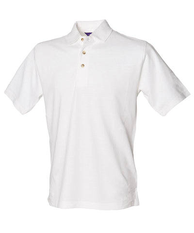 Classic cotton piqu polo with stand-up collar | white