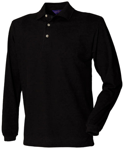 Long sleeve cotton polo shirt | black