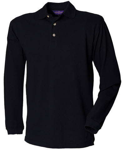 Long sleeve cotton polo shirt | navy