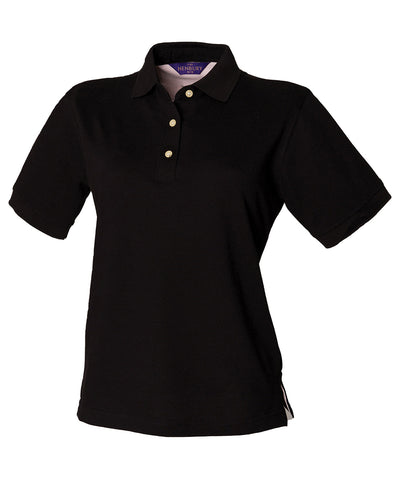 Womens classic cotton piqu polo shirt | black