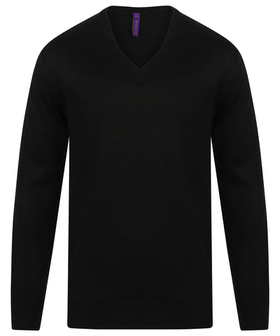 Cashmere touch acrylic v-neck jumper | black