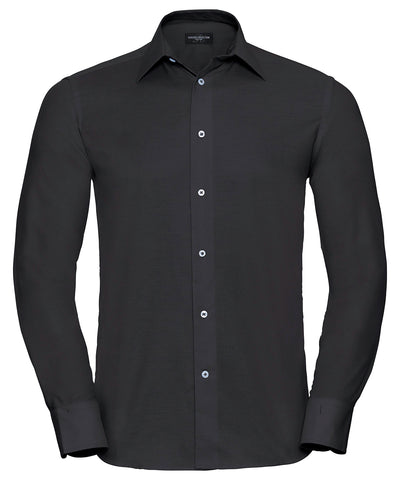 Long sleeve easycare tailored Oxford shirt | Black