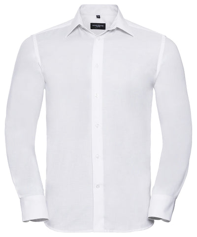 Long sleeve easycare tailored Oxford shirt | White