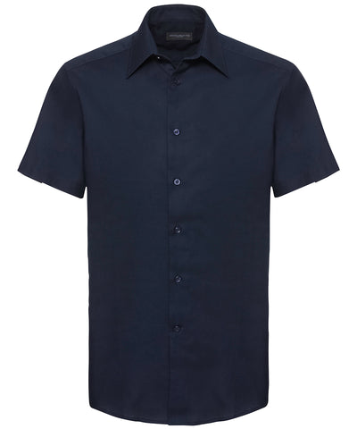 Short sleeve easycare tailored Oxford shirt | Bright Navy