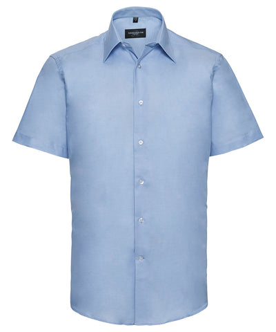Short sleeve easycare tailored Oxford shirt | Oxford Blue