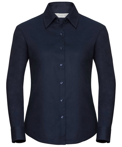 Womens long sleeve easycare Oxford shirt | bright navy