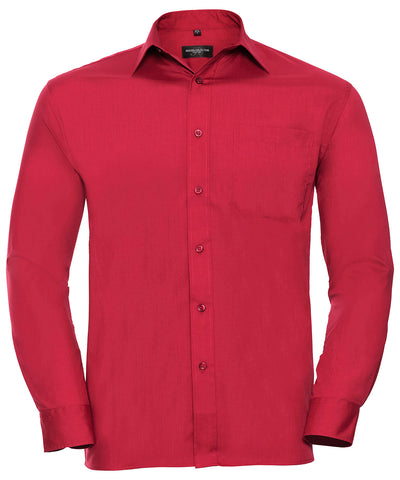 Long sleeve polycotton easycare poplin shirt | Classic Red