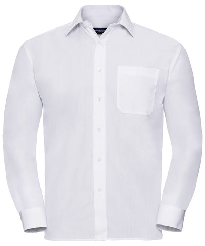 Long sleeve polycotton easycare poplin shirt | white