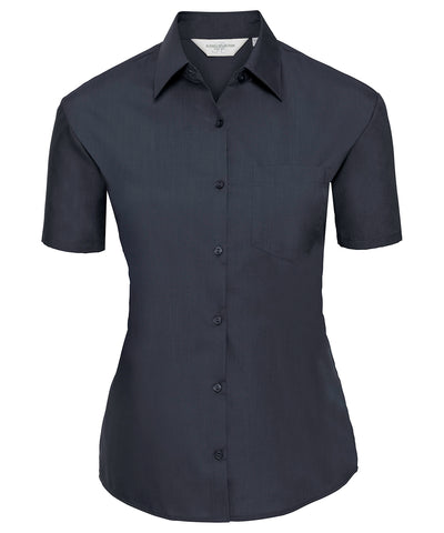 Womens short sleeve polycotton easycare poplin shirt | French Navy