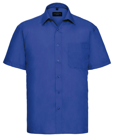 Short sleeve polycotton easycare poplin shirt | Bright Royal