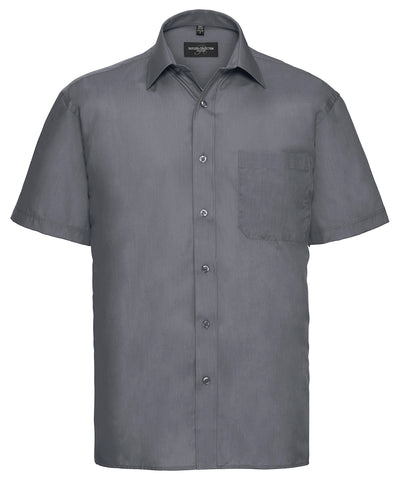 Short sleeve polycotton easycare poplin shirt | convoy grey