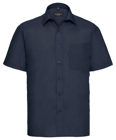Short sleeve polycotton easycare poplin shirt | french navy