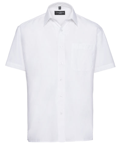 Short sleeve polycotton easycare poplin shirt | white