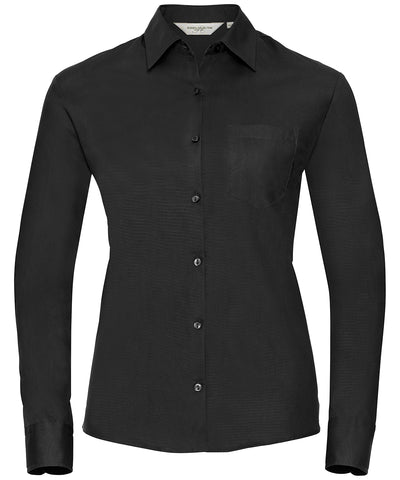 Womens long sleeve 100 cotton poplin shirt | Black